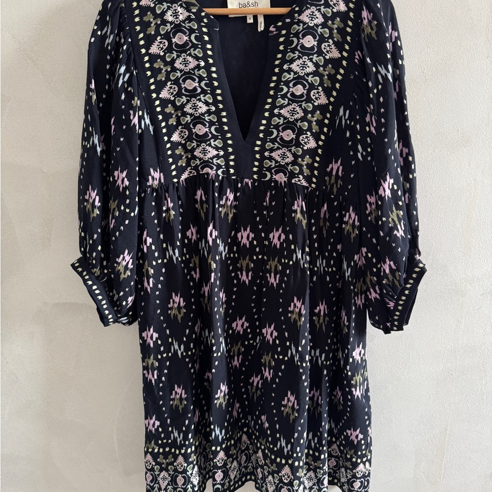 Ba&sh - Naia Dress in Navy Blue and Pink